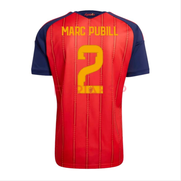 Camiseta Marc Pubill 2 España Primera Equipación Mundial 2026 Rojo/Azul