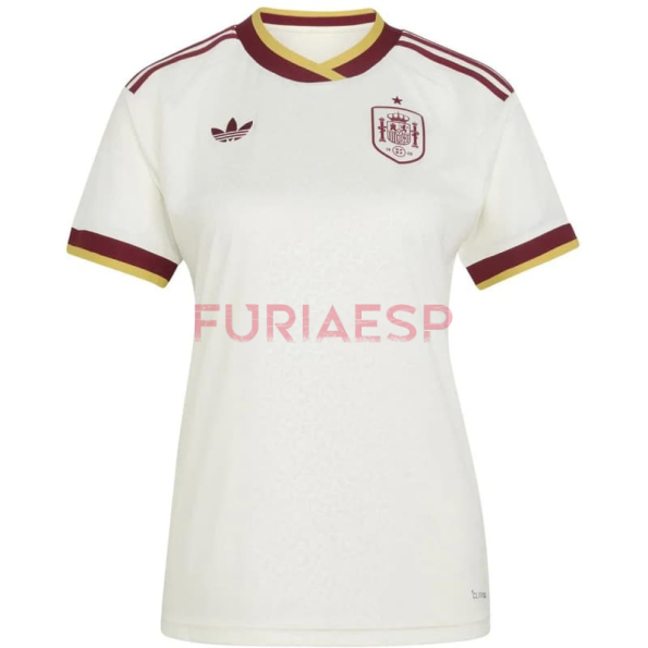 Camiseta España Segunda Equipación Mundial 2026 Blanco/Rojo Mujer