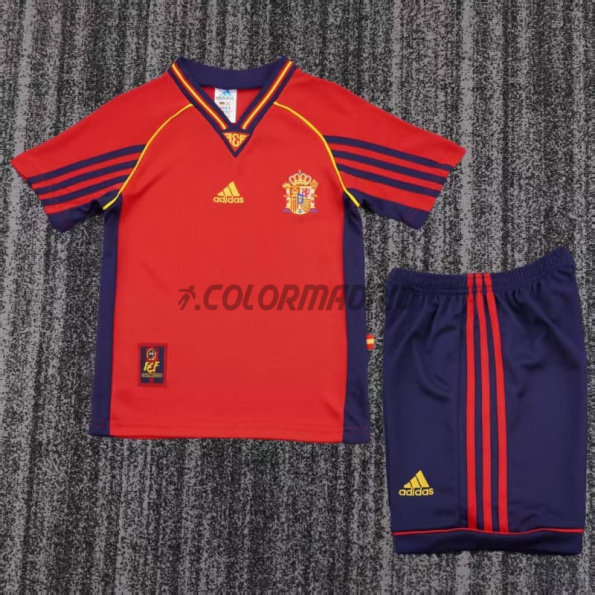 Camiseta España Primera Equipación Retro 1998 Rojo Niño Kit