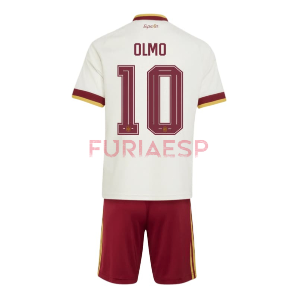 Camiseta Olmo 10 España Segunda Equipación Mundial 2026 Blanco/Rojo Niño Kit