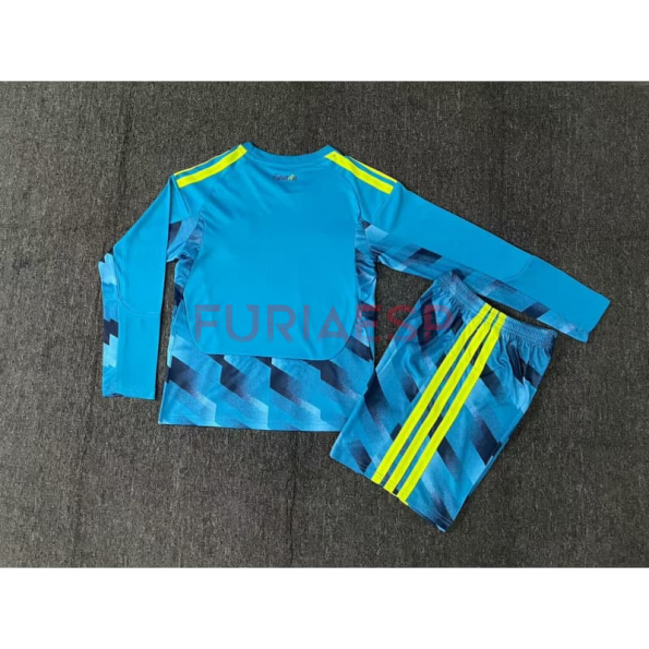 Camiseta de Portero España Primera Equipación Mundial 2026 ML Azul Niño Kit