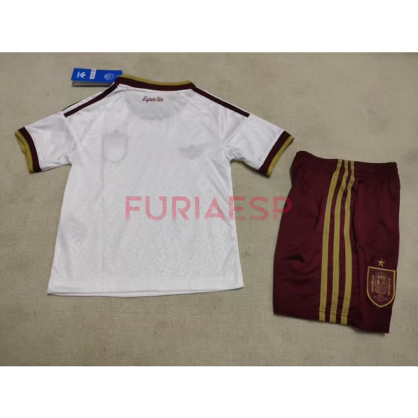 Camiseta España Segunda Equipación Mundial 2026 Blanco/Rojo Niño Kit