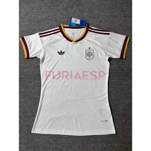 Camiseta España Segunda Equipación Mundial 2026 Blanco/Rojo Mujer