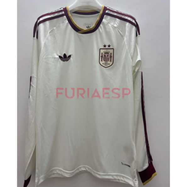 Camiseta España Segunda Equipación Mundial 2026 ML Blanco 2 Estrellas