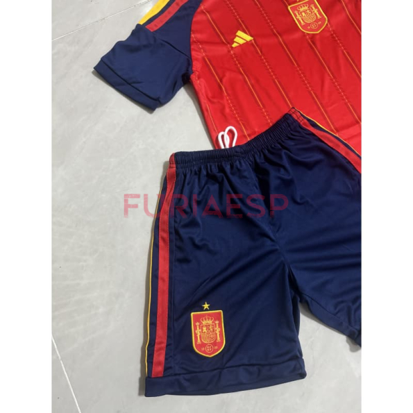 Camiseta España Primera Equipación 2026 Rojo/Azul Niño Kit