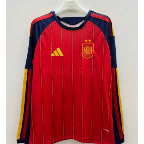 Camiseta España Primera Equipación Mundial 2026 ML Rojo/Azul 2 Estrellas