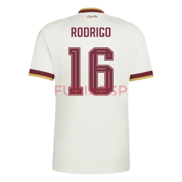 Camiseta Rodrigo 16 España Segunda Equipación Mundial 2026 Blanco/Rojo