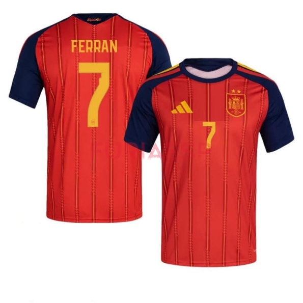 Camiseta Ferran 7 España Primera Equipación Mundial 2026 Rojo/Azul 2 Estrellas
