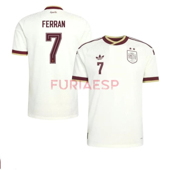 Camiseta Ferran 7 España Segunda Equipación Mundial 2026 Blanco 2 Estrellas