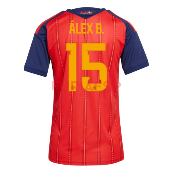 Camiseta Álex B. 15 España Primera Equipación 2026 Rojo/Azul Mujer