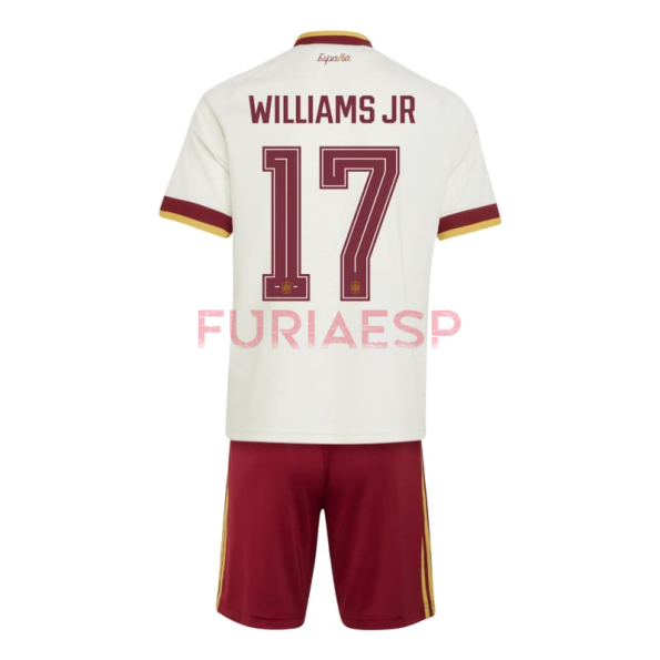 Camiseta Williams Jr 17 España Segunda Equipación Mundial 2026 Blanco/Rojo Niño Kit