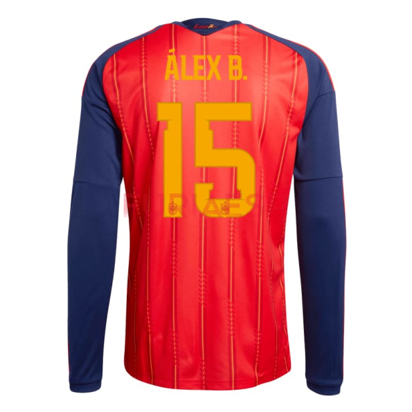 Camiseta Álex B. 15 España Primera Equipación 2026 ML Rojo/Azul