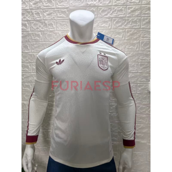 Camiseta España Segunda Equipación Mundial 2026 ML Blanco 2 Estrellas (EDICIÓN JUGADOR)