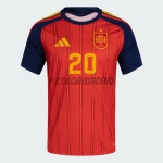 Camiseta Pedri 20 España Primera Equipación 2026 Rojo/Azul