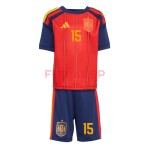 Camiseta Álex B. 15 España Primera Equipación 2026 Rojo/Azul Niño Kit