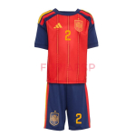 Camiseta Marc Pubill 2 España Primera Equipación Mundial 2026 Rojo/Azul Niño Kit