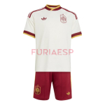 Camiseta España Segunda Equipación Mundial 2026 Blanco/Rojo Niño Kit
