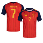 Camiseta Ferran 7 España Primera Equipación Mundial 2026 Rojo/Azul 2 Estrellas