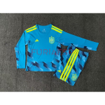 Camiseta de Portero España Primera Equipación Mundial 2026 ML Azul Niño Kit