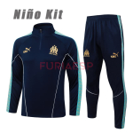 Sudadera De Entrenamiento Olympique Marsella 2025/2026 Niño Kit Azul Marino/Verde