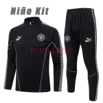 Sudadera De Entrenamiento Manchester City 2025/2026 Niño Kit Negro con Estampado en Manga