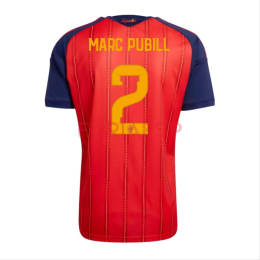 Camiseta Marc Pubill 2 España Primera Equipación Mundial 2026 Rojo/Azul
