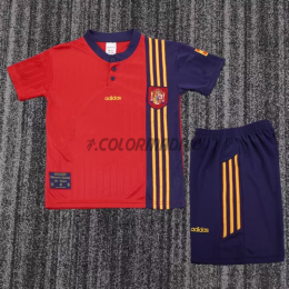 Camiseta España Primera Equipación Retro 1996 Rojo/Azul Niño Kit