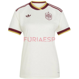 Camiseta España Segunda Equipación Mundial 2026 Blanco/Rojo Mujer