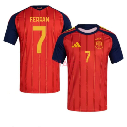 Camiseta Ferran 7 España Primera Equipación Mundial 2026 Rojo/Azul 2 Estrellas