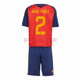 Camiseta Marc Pubill 2 España Primera Equipación Mundial 2026 Rojo/Azul Niño Kit
