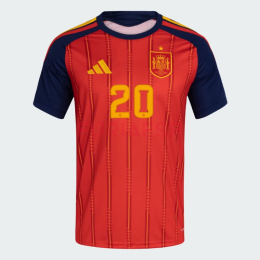 Camiseta Pedri 20 España Primera Equipación 2026 Rojo/Azul
